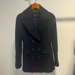 BCBG MAXAZRIA navy blue wool pea coat size small LIKE NEW!